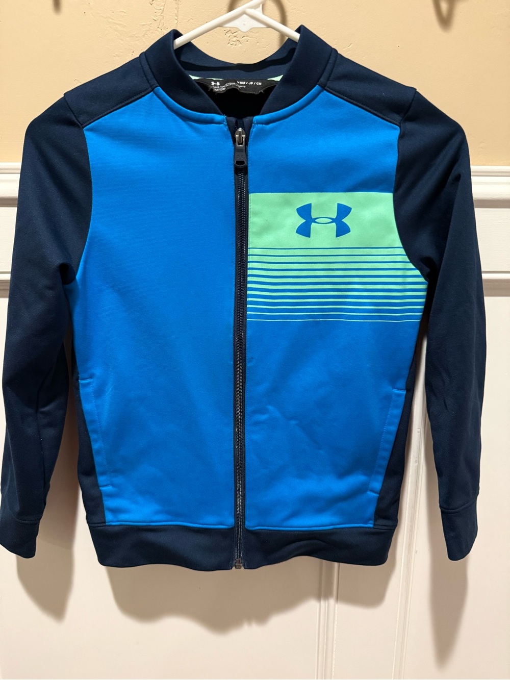 Under Armour Boys Blue and Green Full-Zip Swim Rashguard